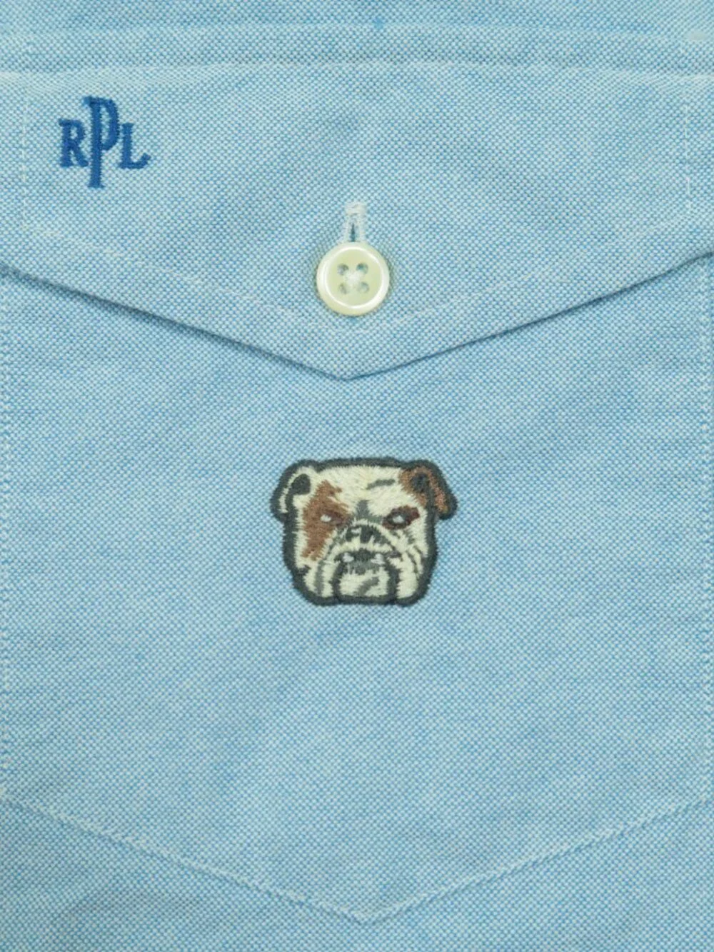 Polo Ralph Lauren Multi Embroidered OCBD Shirt Mens L Blue Oxford Cotton